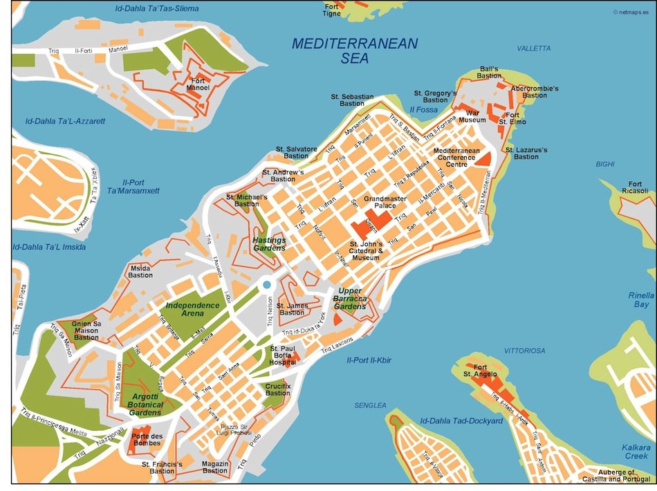 valletta vector map