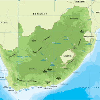 South Africa physical map