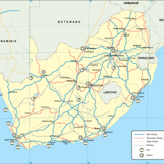 South Africa transportation map