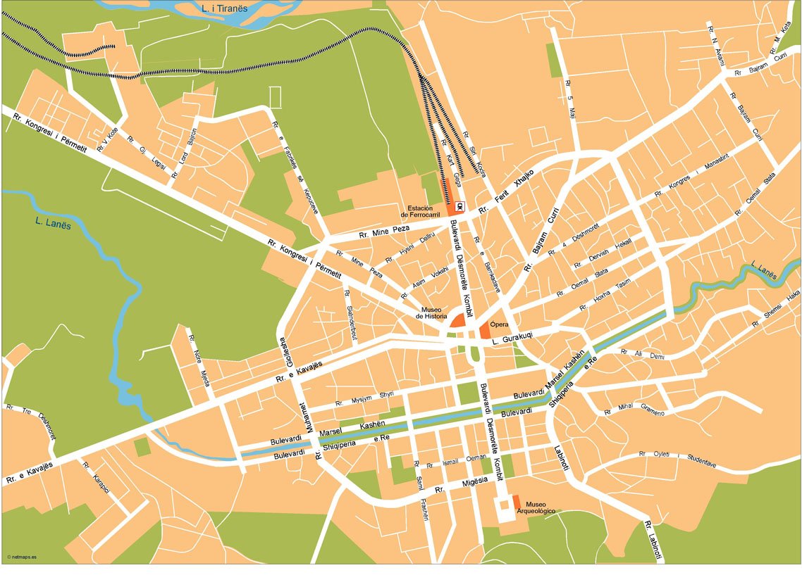Tirana Vector Map