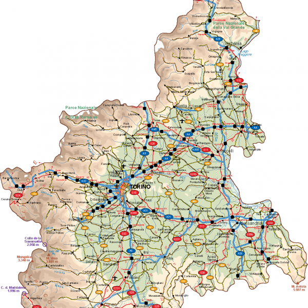 Piemonte Vector Map